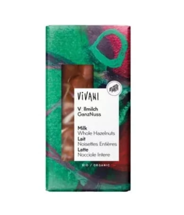 VIVANI TABLETTE DE CHOCOLAT AU LAIT NOISETTES ENTIERES 100G