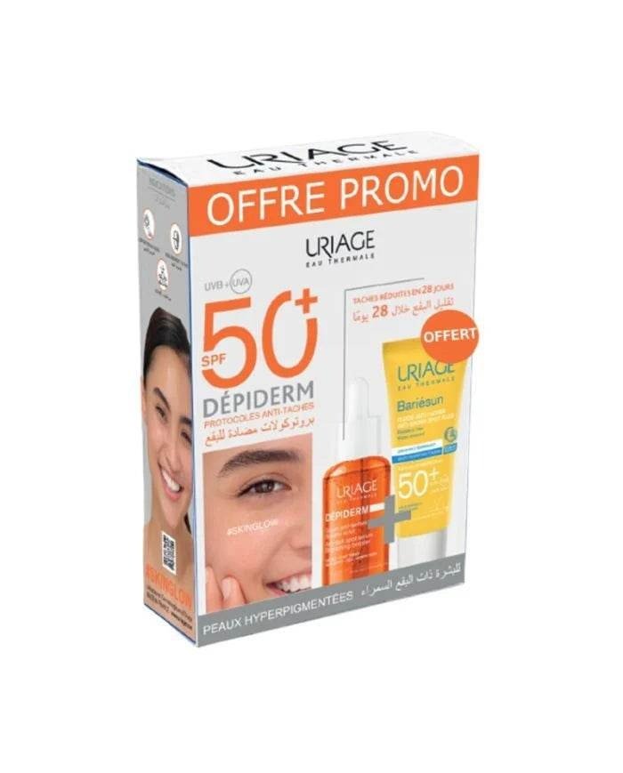 URIAGE Pack Dépiderm Sérum Anti-Taches 30ml + Bariésun Fluide Anti-Tache SPF50+ 40ml - Pack Anti-Taches Complet