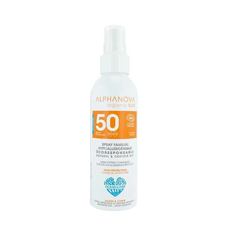ALPHANOVA SPRAY SOLAIRE FAMILIAL HYPO SPF50 150g BIO