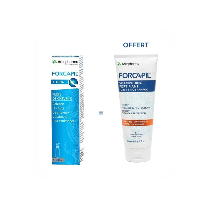 ARKOPHARMA FORCAPIL LOTION ANTI-CHUTE 150 ML Achete + FORCAPIL SHAMPOOING 200 ML Offert