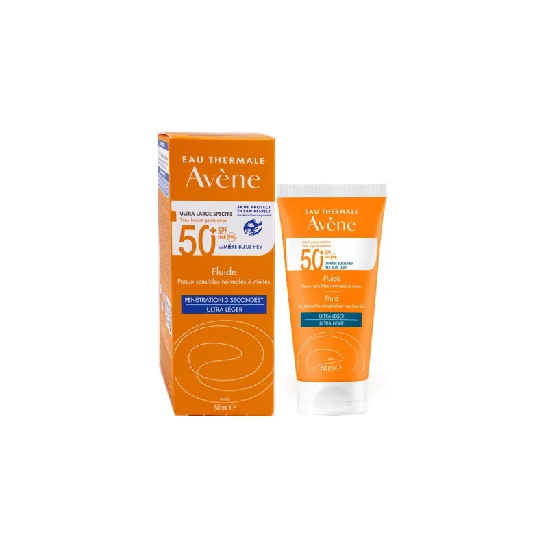 AVENE SOLAIRE FLUIDE SPF 50+ Toucher sec
