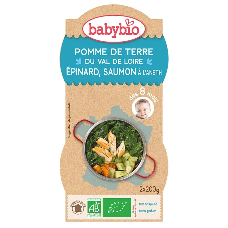 Babybio BOL Pomme de Terre du Val de Loire Épinard Saumon à l’Aneth 2X220G