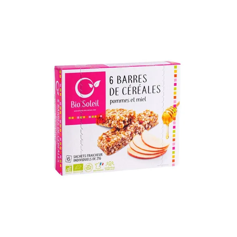 BIO SOLEIL BARRES CEREALES POMME MIEL 125G