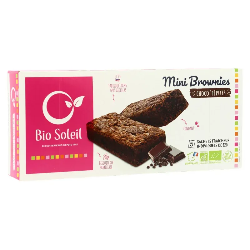 BIO SOLEIL MINI BROWNIES PEPITES DE CHOCOLAT 160G