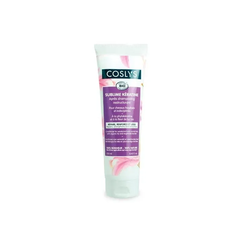 COSLYS APRÈS SHAMPOING KÉRATINE BIO CHEVEUX FRAGILISES ET INDISCIPLINES 250 ML