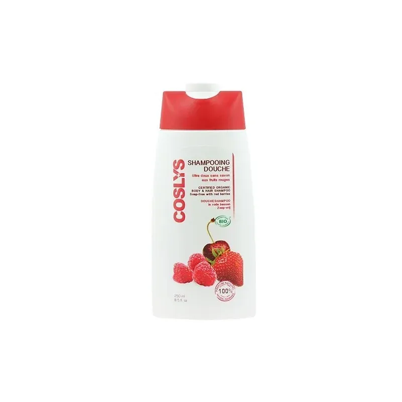 coslys shampooing douche ultra doux sans savon aux fruits rouges (250ml)