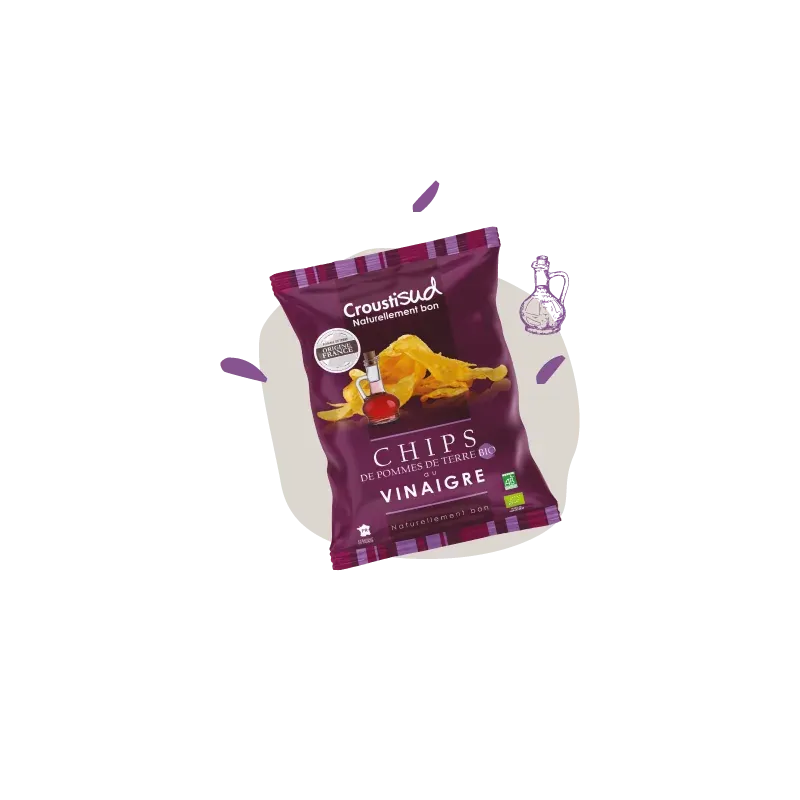 CROUSTISUD CHIPS DE POMME DE TERRE AU VINAIGRE 100G