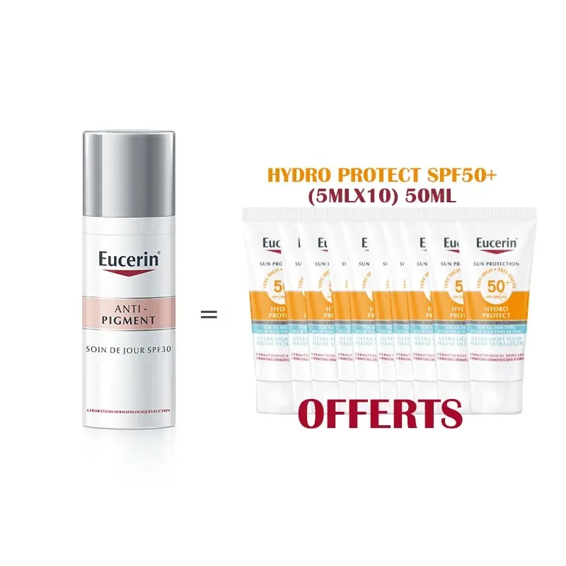 EUCERIN ANTI PIGMENT SOIN DE JOUR SPF30 50ML Achete + eucrin Hydro protect spf50+ (5mlx10) 50ml Offerts