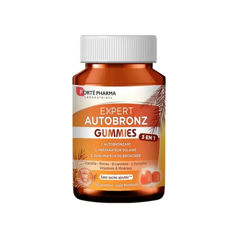 FORTE PHARMA EXPERT AUTOBRONZ GUMMIES 3 EN 1 GOUT MULTIFRUITS 60 GOMMES