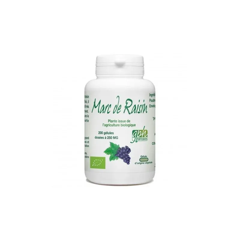 GPH DIFFUSION MARC DE RAISIN BIO - 250MG - 200 GÉLULES VÉGÉTALES