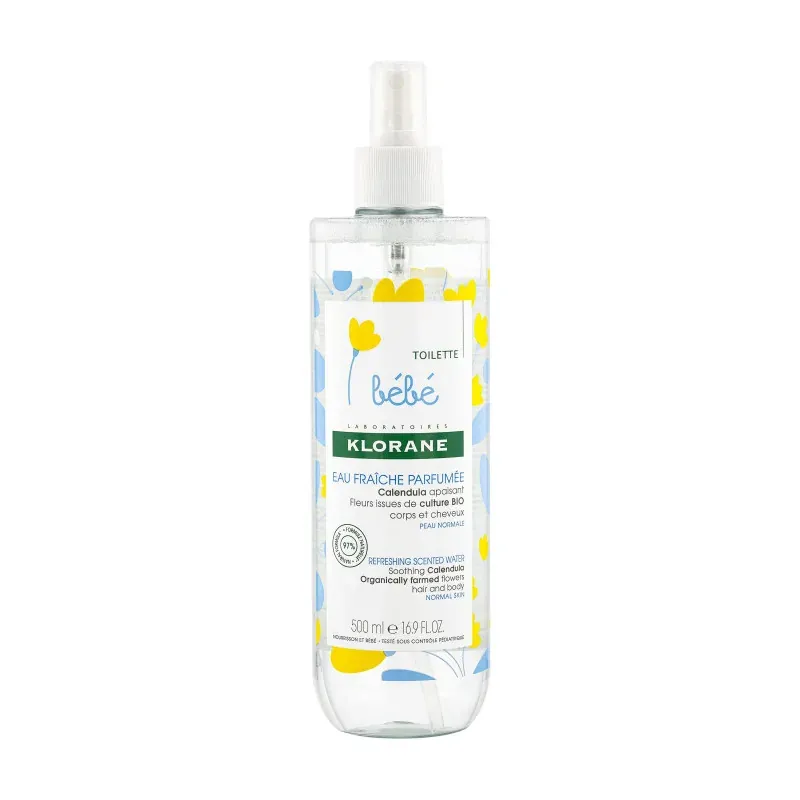 Klorane - Eau fraîche parfumée au Calendula apaisant - Bébé - Peau normale 500 ml