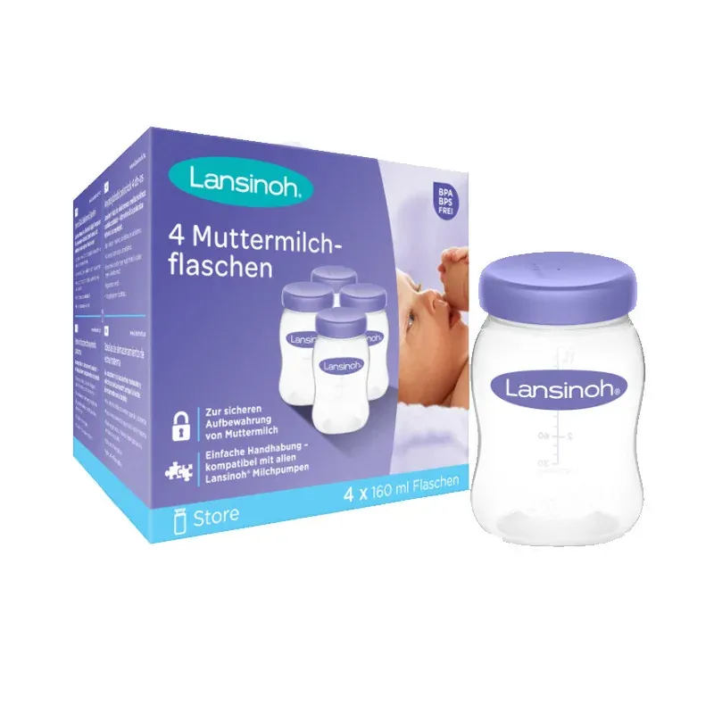 LANSINOH Pots de conservation du lait maternel 4Ux160ml