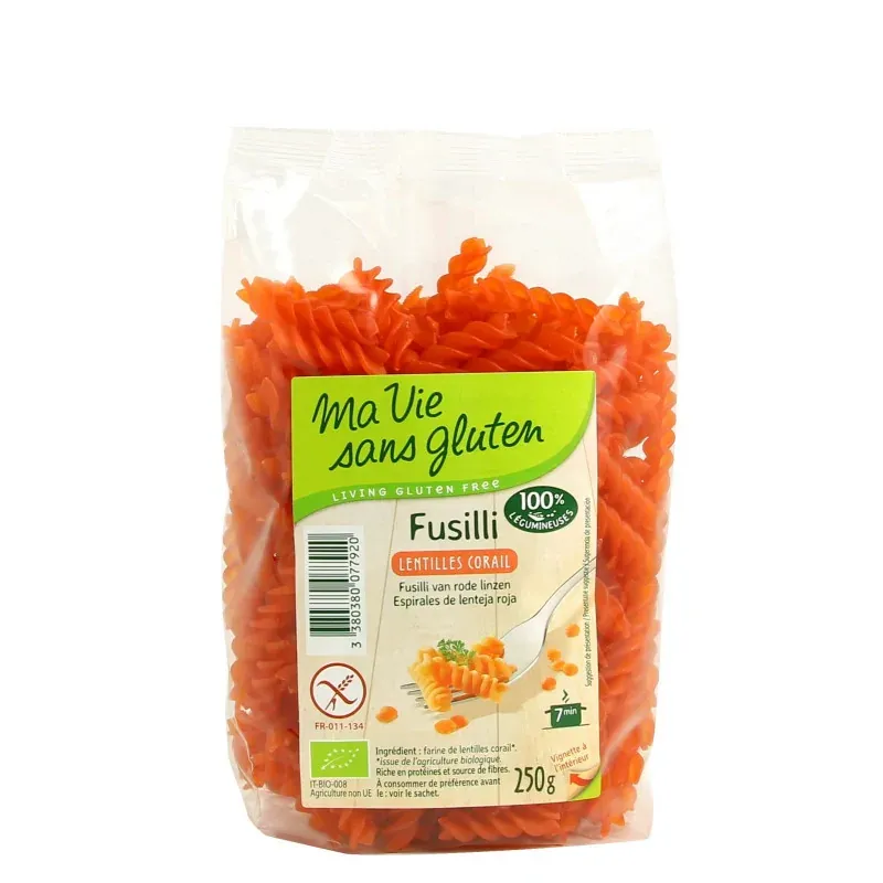 MA VIE SANS GLUTEN FUSILLI LENTILLES CORAIL 250G