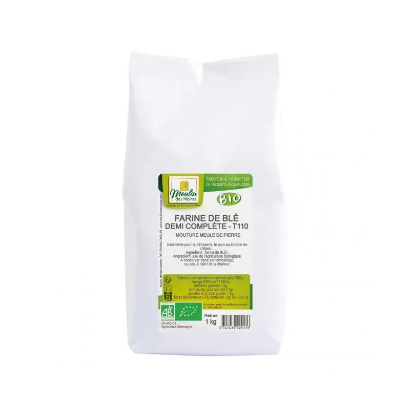 MOULIN DES MOINES FARINE DE BLE T110 1 KG