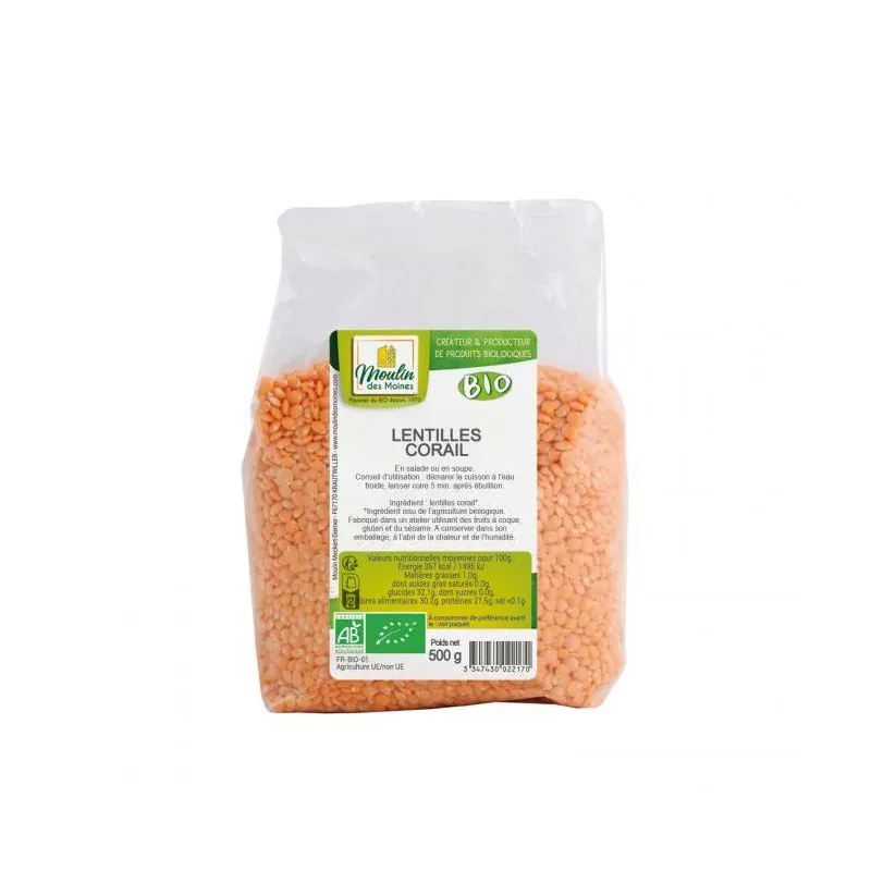 Moulin des Moines LENTILLES CORAIL 500 G