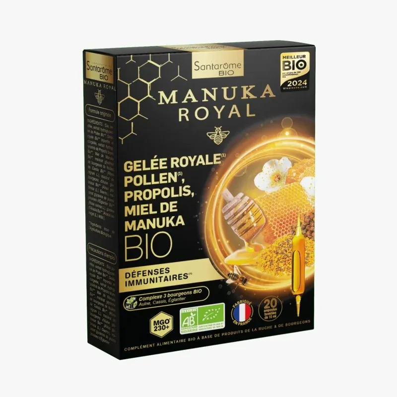 SANTAROME GELEE ROYALE POLLEN PROPOLIS MIEL DE MANUKA 20 AMPOULES