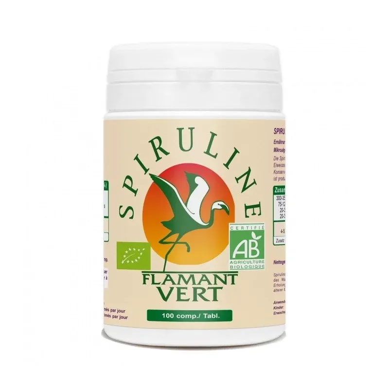 SPIRULINE BIO FLAMANT VERT - 100 COMPRIMÉS