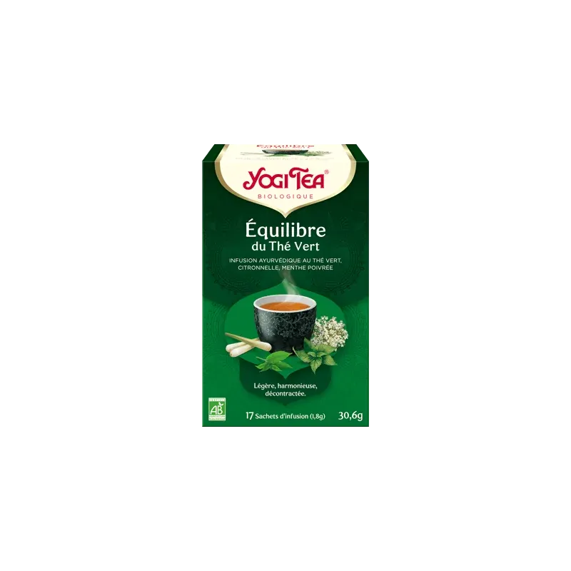 YOGI TEA Equilibre du Thé Vert 17x 2g (thé vert, fleurs de sureau, citronnelle, kombucha)